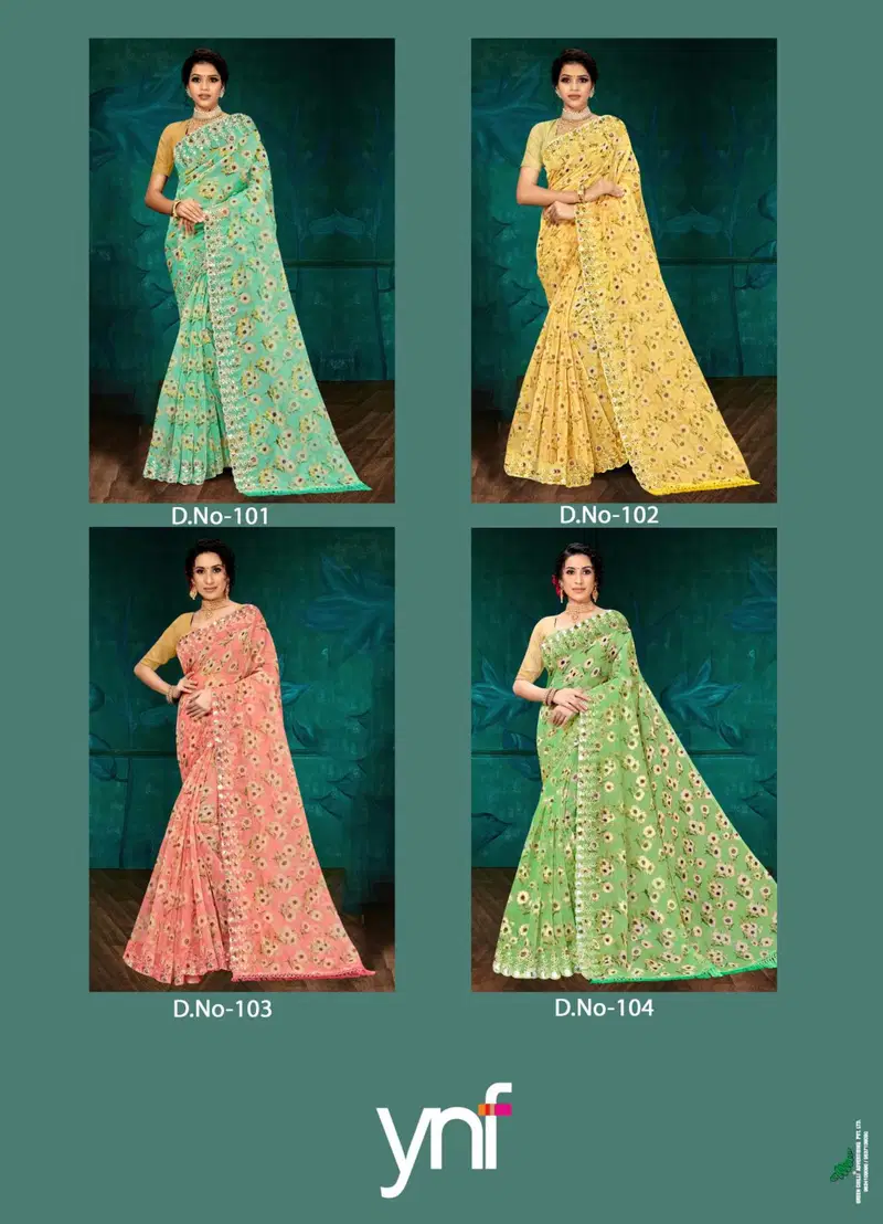 Floral Mirror By Ynf Printed Designer Sarees Catalog
